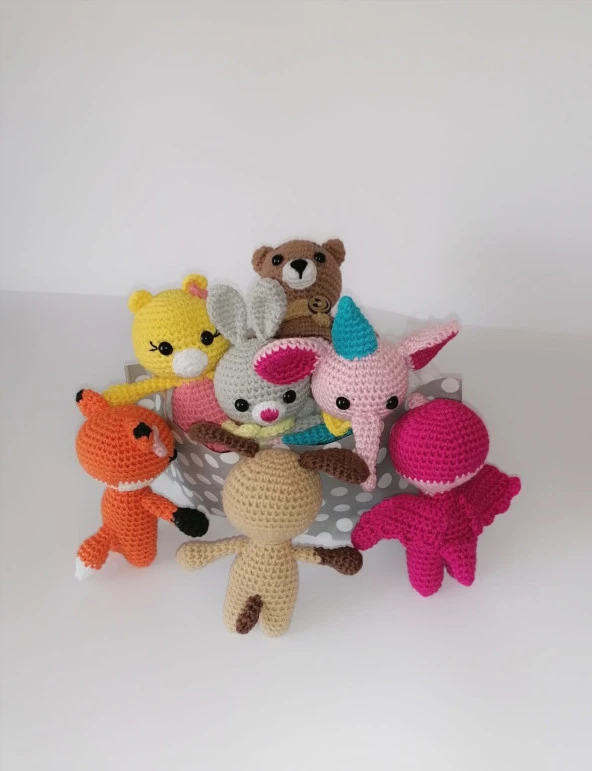 Sevimli Tayfa Maskot Takımı Amigurumi Organik Oyuncak - 3