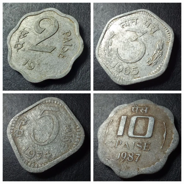 1963 /65/74/ 1987 Hindistan 2/3/5/ 10 paise temiz/çt - Scallop Shape, Alüminyum - 3996366736a0ba6903