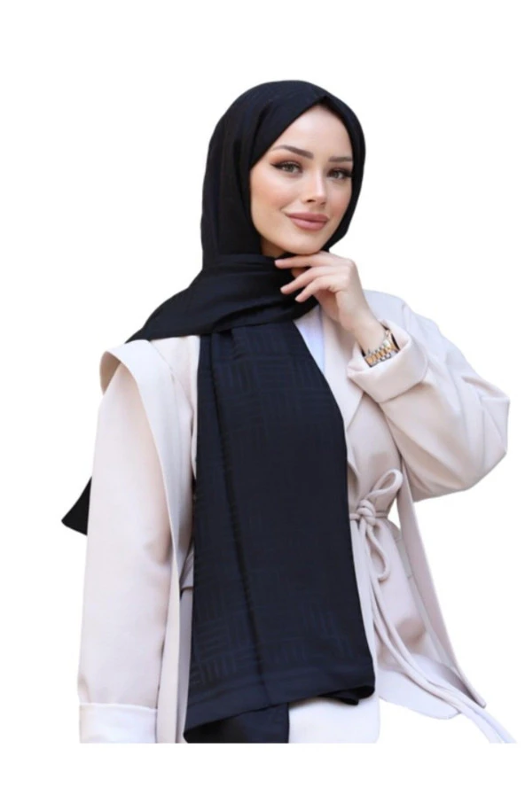 Kibrit Desen Pamuk Jakar Şal (SİYAH) ürün görseli