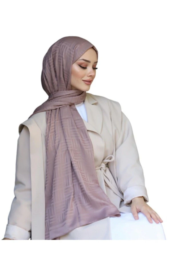 Kibrit Desen Pamuk Jakar Şal (VİZON) ürün görseli