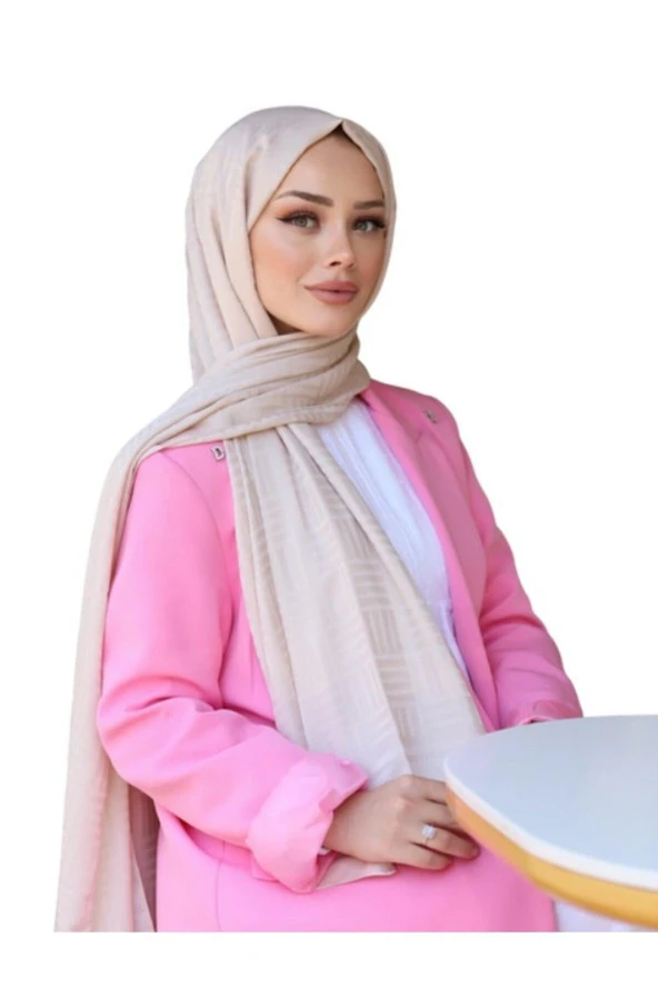 Kibrit Desen Pamuk Jakar Şal ( BEJ ) - Resim 2