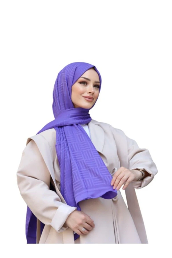 Kibrit Desen Pamuk Jakar Şal ( MOR ) - Resim 2