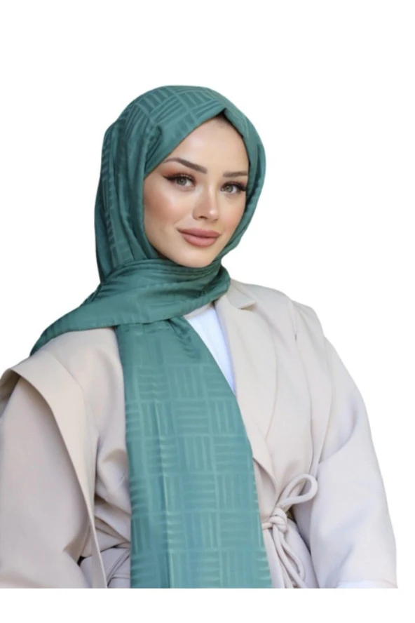 Kibrit Desen Pamuk Jakar Şal ( KÜF YEŞİL ) - Resim 2