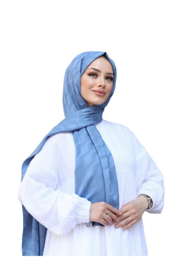 Suyolu Desen Pamuk Jakar Şal ( MAVİ ) ürün görseli