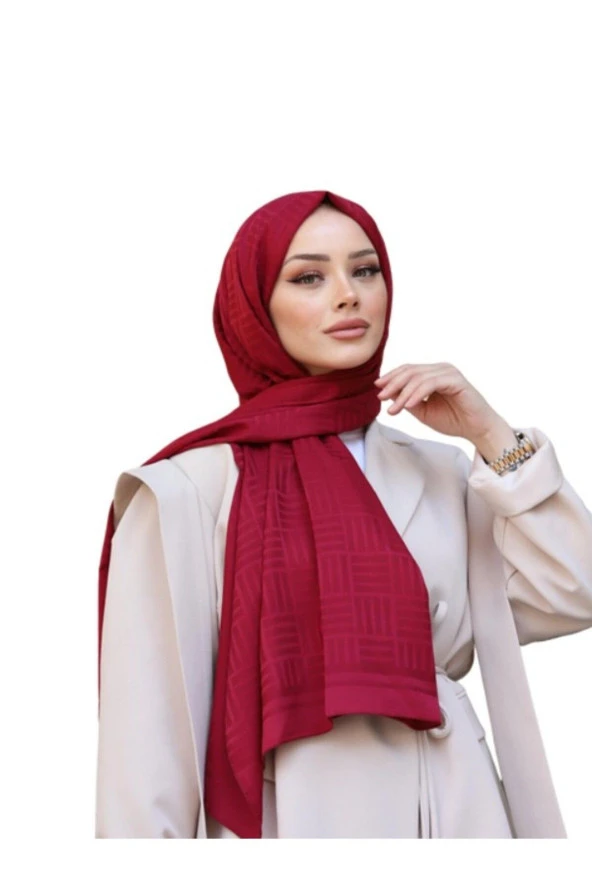 Kibrit Desen Pamuk Jakar Şal ( BORDO ) - Resim 2