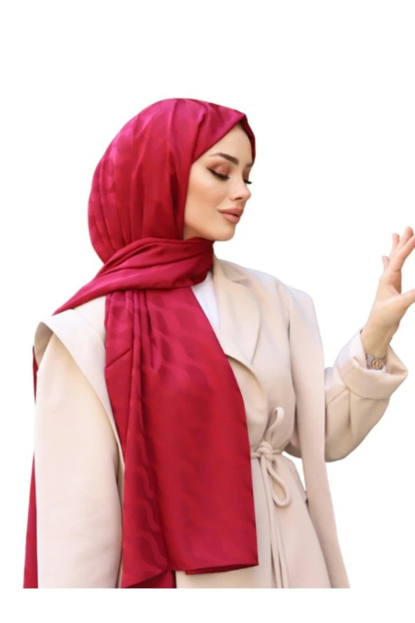 Suyolu Desen Pamuk Jakar Şal ( BORDO )