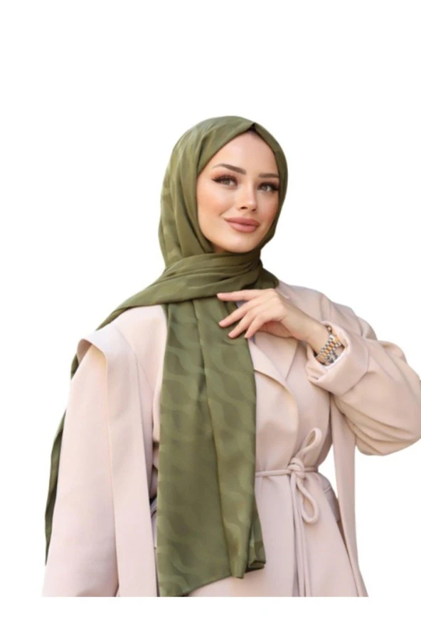 Suyolu Desen Pamuk Jakar Şal ( HAKİ )