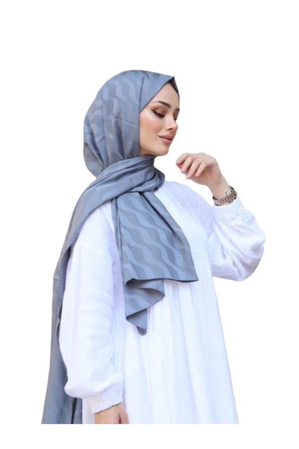 Suyolu Desen Pamuk Jakar Şal  ( GRİ) ürün görseli