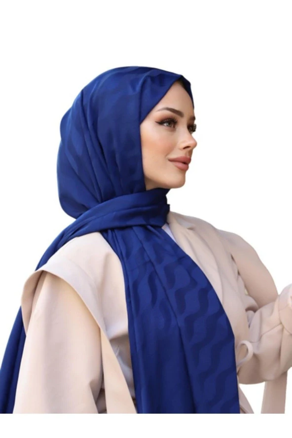 Suyolu Desen Pamuk Jakar Şal ( LACİVERT ) ürün görseli