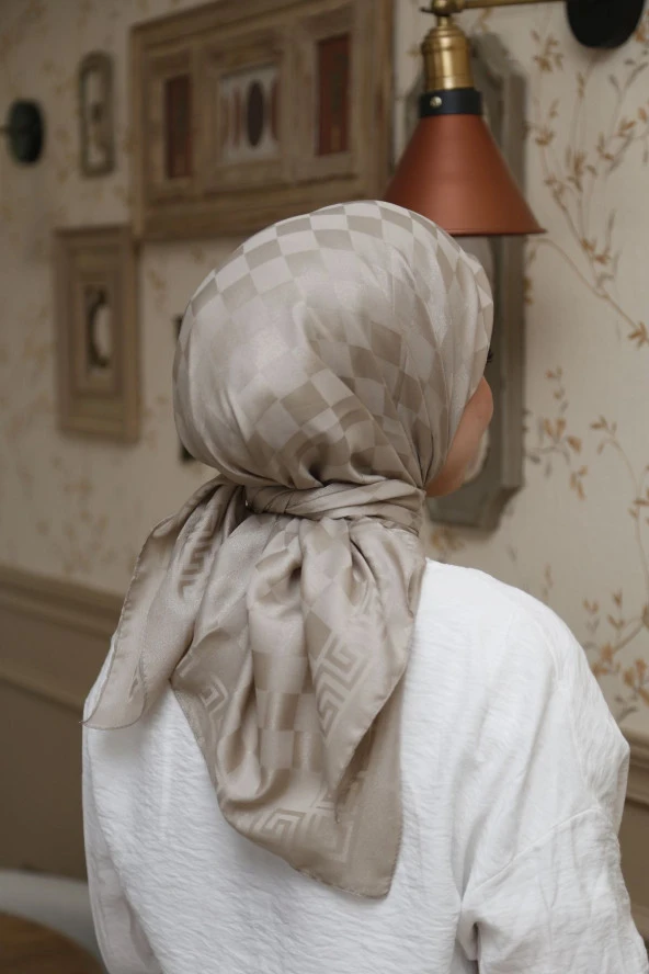 Dama Desen ipeksi Pamuk Jakar Eşarp - Resim 2