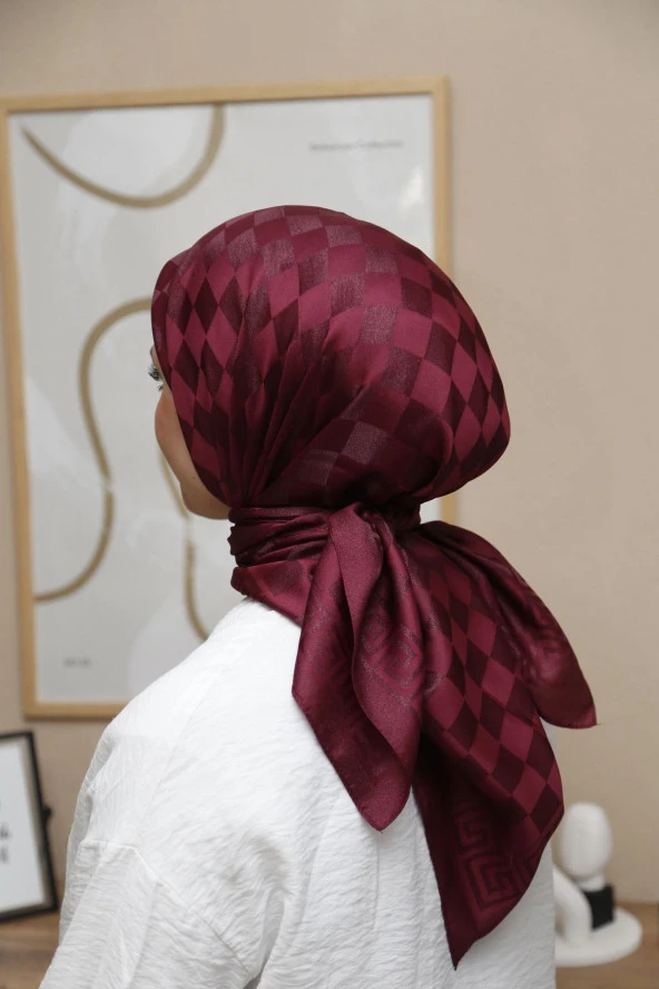 Dama Desen ipeksi Pamuk Jakar Eşarp - Resim 4