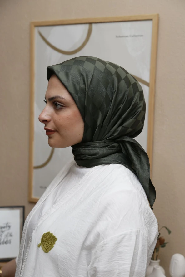 Dama Desen ipeksi Pamuk Jakar Eşarp - Resim 2