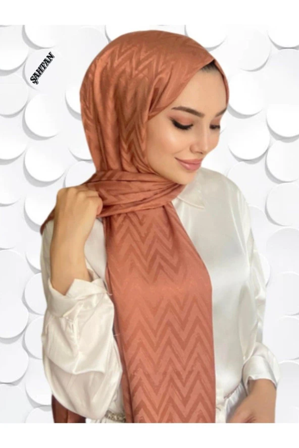 Zikzak Desen Karamel Pamuk Jakar Şal ürün görseli