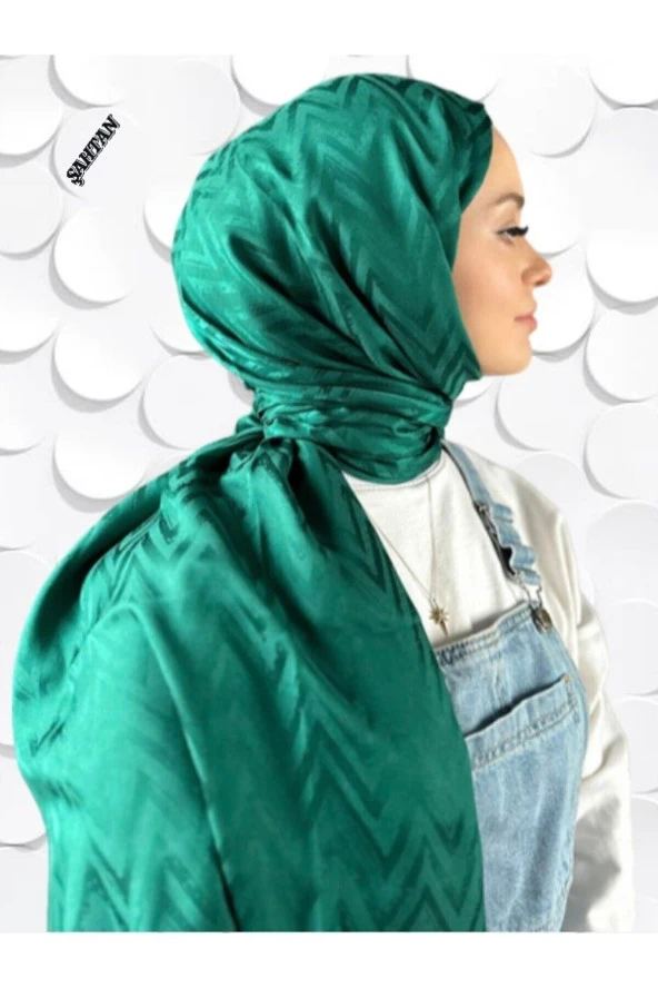 Zikzak Desen Zümrüt Pamuk Jakar Şal ürün görseli