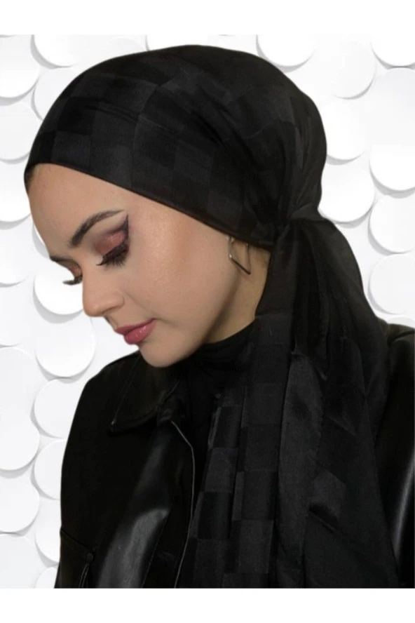 Dama Desen SİYAH Pamuk Jakar Şal - Resim 2