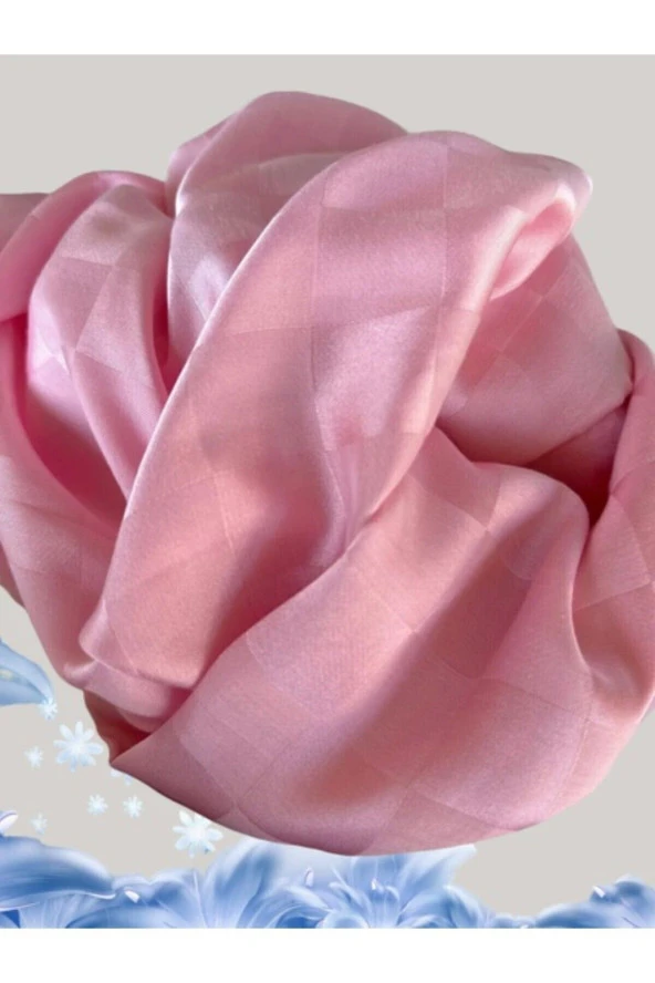 Dama Desen Şeker Pembe Pamuk Jakar Şal - Resim 2