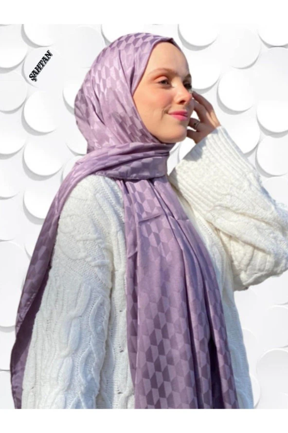 Koza Desen Leylak Pamuk'lu Jakar Şal - Resim 2