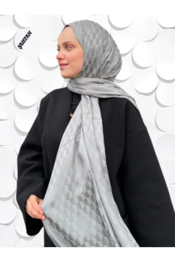 Koza Desen Gri Pamuk'lu Jakar Şal - Resim 2