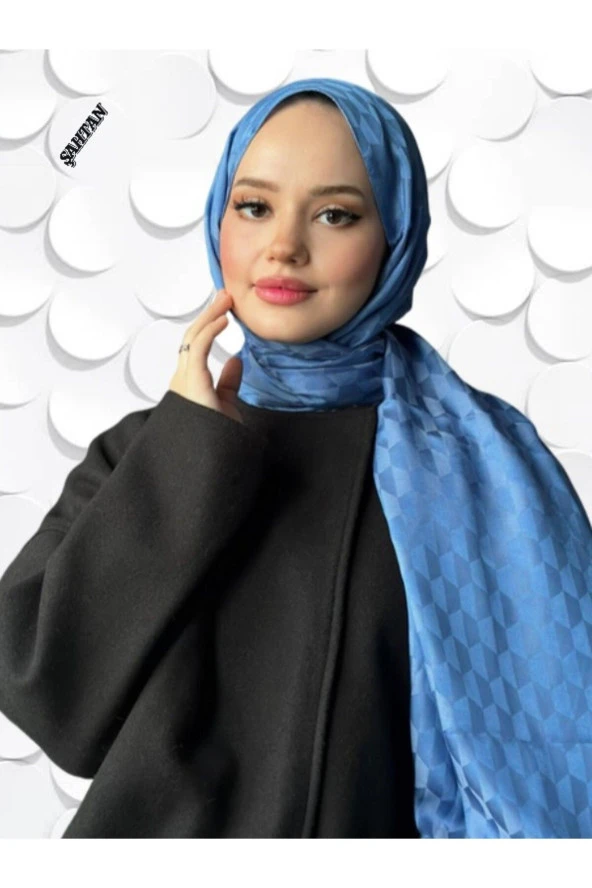 Koza Desen Mavi Pamuk'lu Jakar Şal ürün görseli