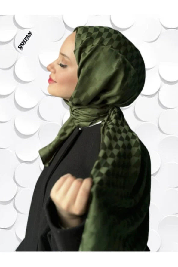 Koza Desen Haki Pamuk'lu Jakar Şal - Resim 2