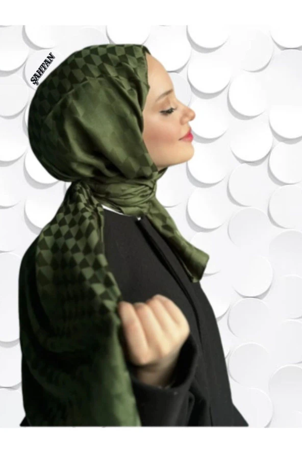 Koza Desen Haki Pamuk'lu Jakar Şal - Resim 3