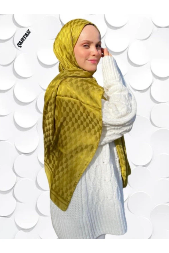 Koza Desen Yağ Yeşili Pamuk'lu Jakar Şal ürün görseli
