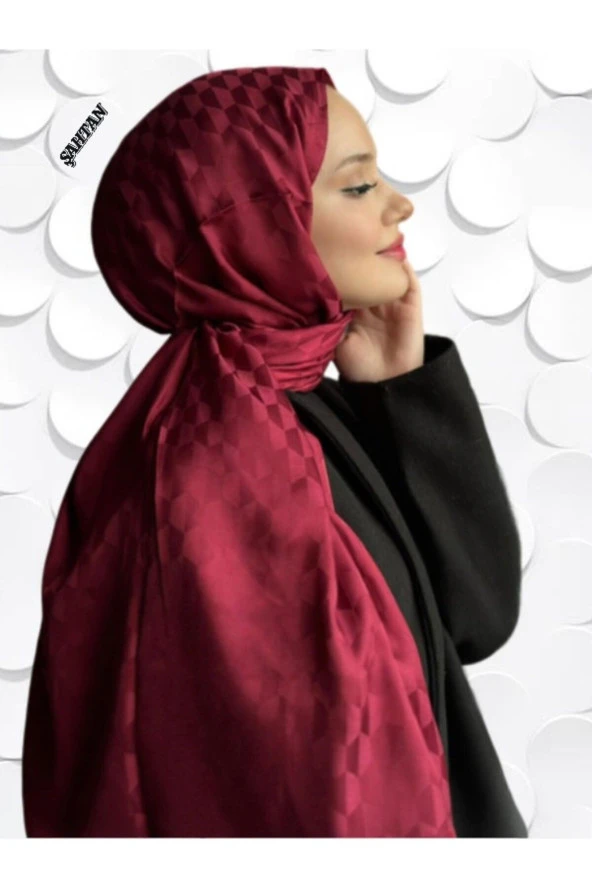 Koza Desen Bordo Pamuk'lu Jakar Şal - Resim 2