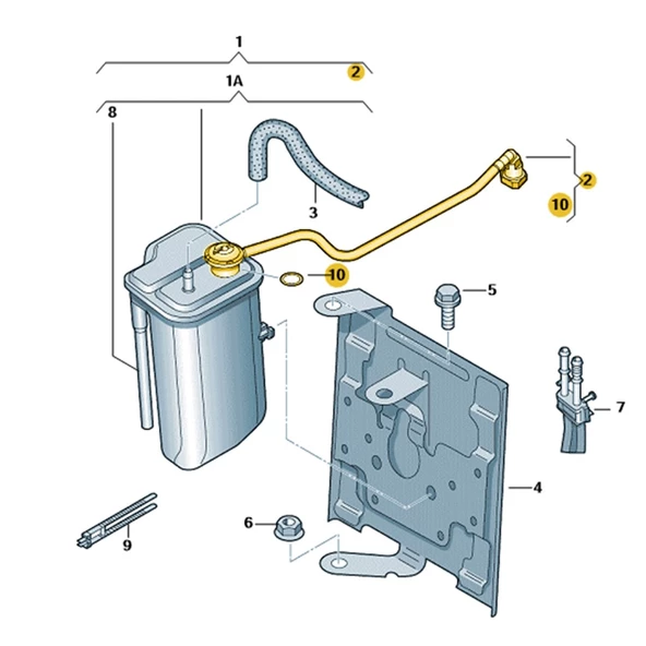 Audi A3 HB 2004-2008 Aktif Karbon Filtresi Tahliye Borusu 1K0201160BG - 7