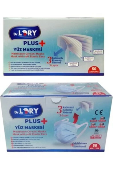 Dr.lory Yenı Nesil %99.9 Koruma Meltblown 3 Katmanlı Telli Cerrahi Maske 50'li