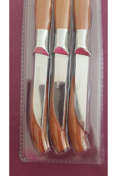 Paslanmaz Çelik 6'lı Kahverengi Tırtıklı Meyve-sebze Bıçağı - 2