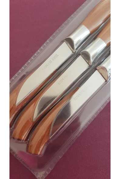 Paslanmaz Çelik 12'li Kahverengi Tırtıklı Meyve-sebze Bıçağı - 3