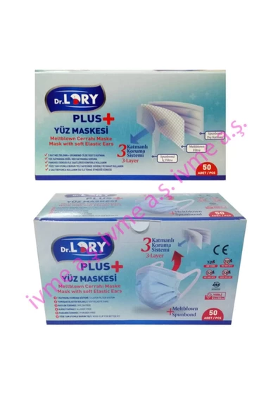 Dr.lory Yenı Nesil %99.9 Koruma Meltblown 3 Katmanlı Telli Cerrahi Maske 50'li X 3 Kutu, (150 Ad) - 2