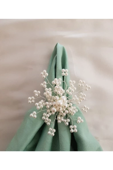 Gümüş Renk 4 Adet Inci Kar Tanesi Peçete Yüzüğü Halkası - 2