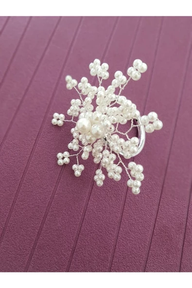 Gümüş Renk 2 Adet Inci Kar Tanesi Peçete Yüzüğü Halkası - 5