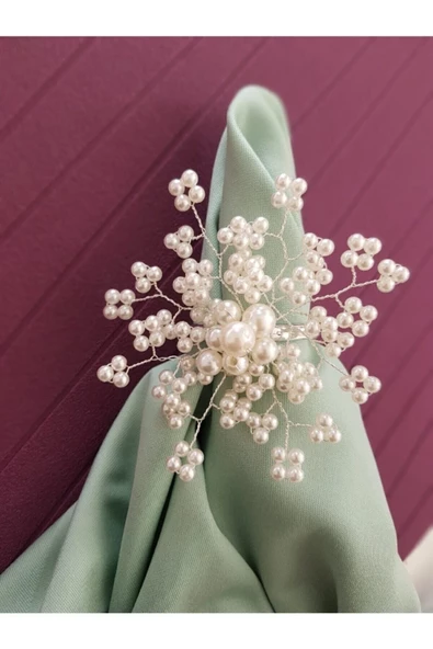 Gümüş Renk 4 Adet Inci Kar Tanesi Peçete Yüzüğü Halkası - 6