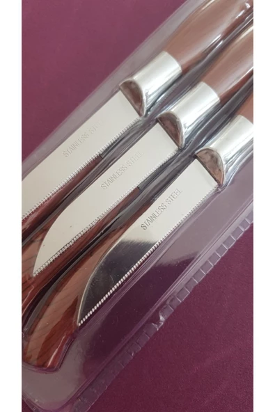 Paslanmaz Çelik 6'lı Kahverengi Tırtıklı Meyve-sebze Bıçağı - 2