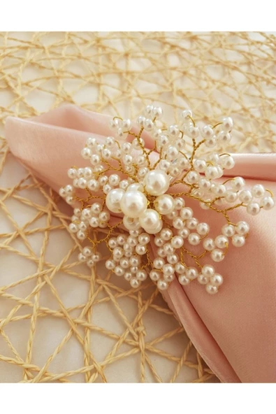 Kartanesi Peçete Yüzüğü Halkası 6 Adet Altın - Gümüş Renk - 7