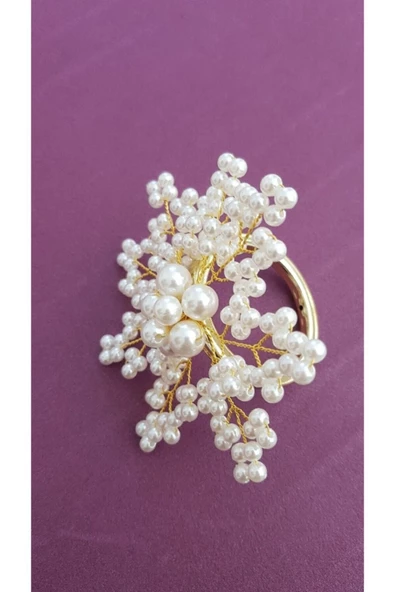 Altın İncili Kar Tanesi Peçete Yüzüğü Halkası 2 Adet - 2