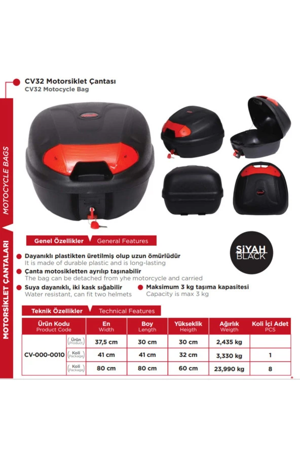 Arwic Motosiklet Arka Çanta 32 Lt Siyah - 2