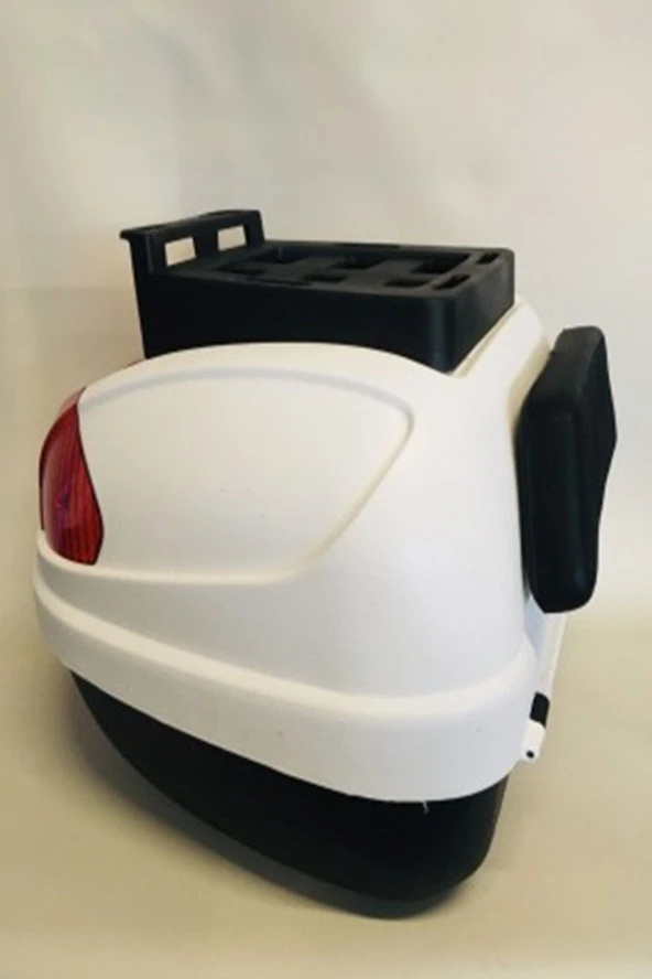Motorsiklet Arka Çanta 32 Litre Beyaz Sırt Dayamalı Üst Tabakalı Full Set - Resim 4