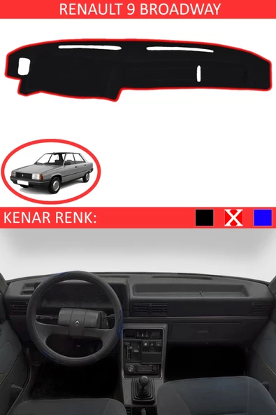 GUERRINO Torpido Koruma Halısı Siyah Kenar Renk Kırmızı Renault 9 Broadway ile Uyumlu