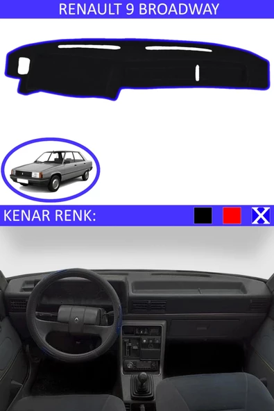 GUERRINO Torpido Koruma Halısı Siyah Kenar Renk Mavi Renault 9 Broadway ile Uyumlu ürün görseli