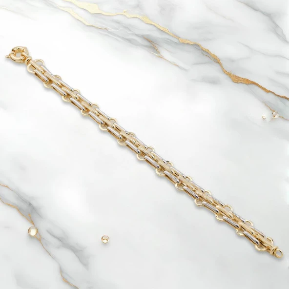 TH5157 Altın Model 925 Ayar Gümüş Hallow Bileklik - Resim 2