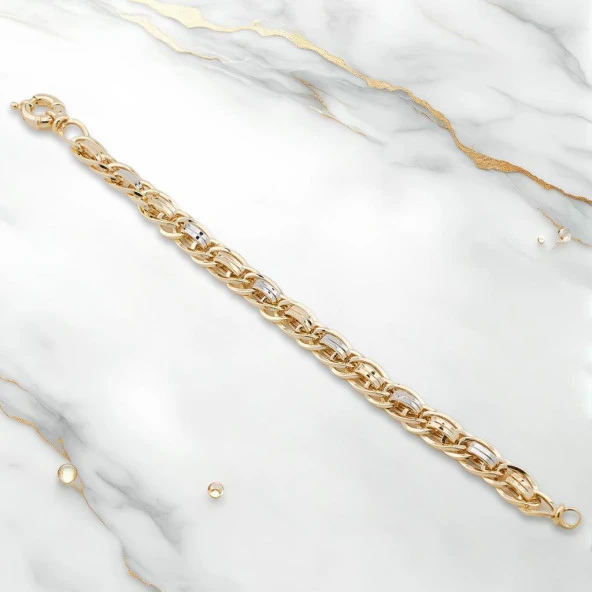 TH5159 Altın Model 925 Ayar Gümüş Hallow Bileklik - Resim 2