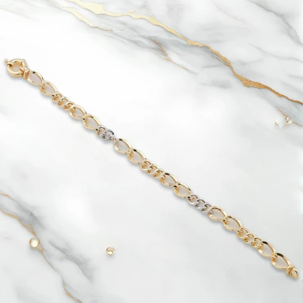 TH5160 Altın Model 925 Ayar Gümüş Hallow Bileklik - Resim 2