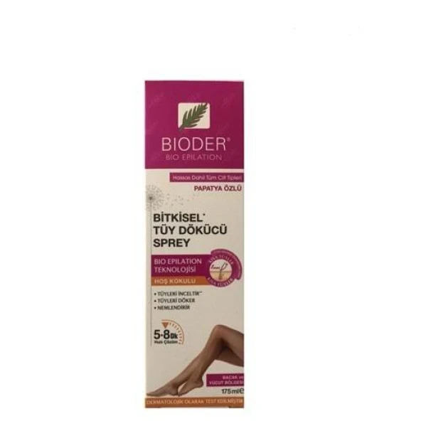 Bioder Hassas Dahil Tüm Cilt Tipleri İçin Bitkisel Tüy Dökücü Sprey 175 ml
