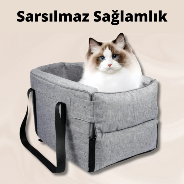 Xpermate MiauNest Kedi Taşıma Çantası Kedi Seyahat Çantası Araba içi Yatak ve Kedi Çantası Gri - 2