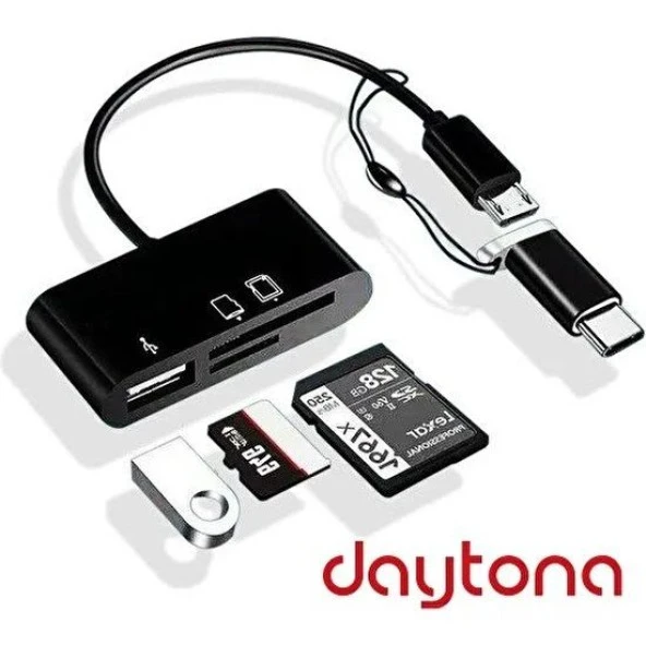 DAYTONA A5256 TYPE-C=>3'LÜ MICROUSB+SD+MSD OTG