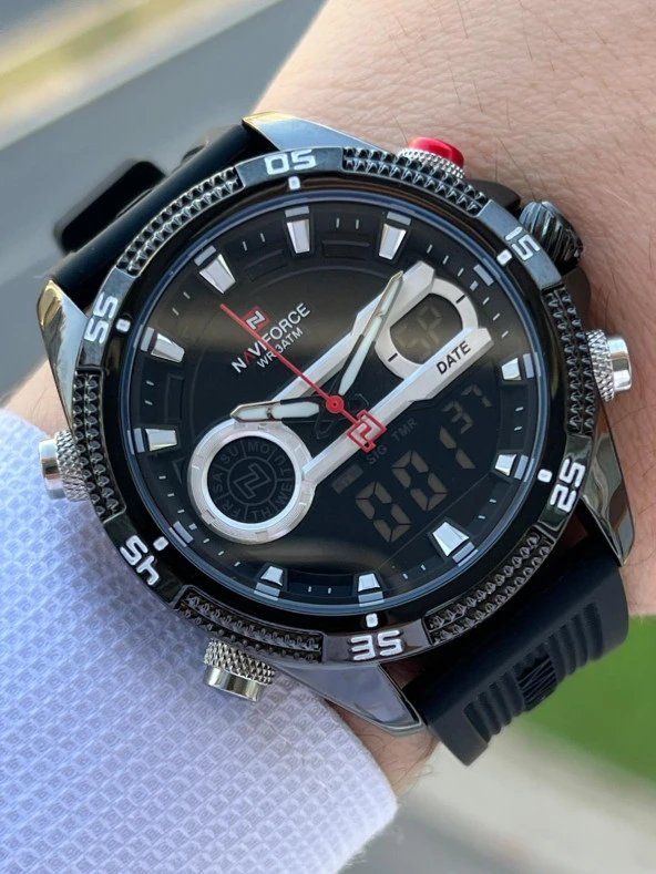 Naviforce Silikon Kordon İyon Kaplama Kasa Dijital&Analog Çift Kadranlı Erkek Kol Saati ENF.9216.SYH ürün görseli