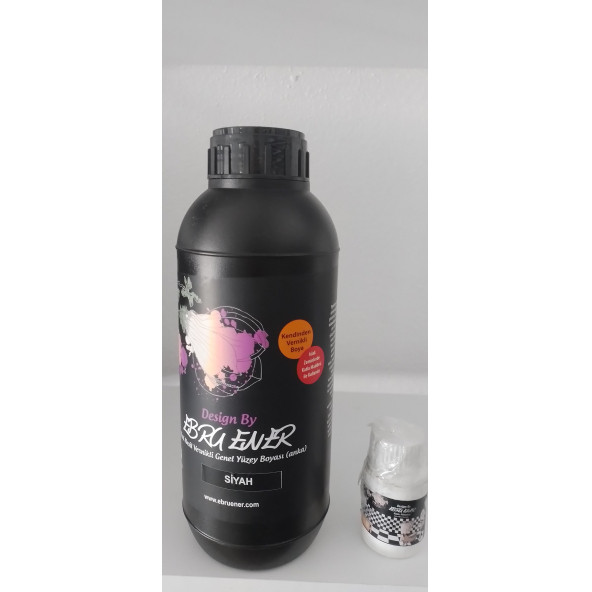 Ebru Ener Anka Vernikli Genel Yüzey Boyası Siyah 1000 gr. ve Katkı Maddesi 30 gr.